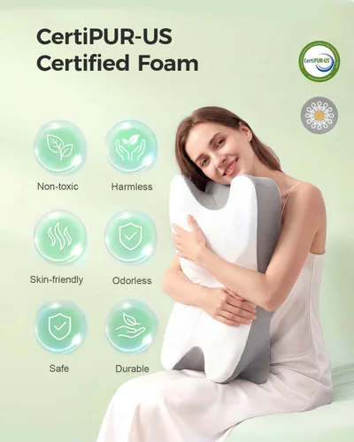 Miniatura 7 de Almohada cervical de espuma viscoelástica para aliviar el dolor de cuello, almohada ergonómica de contorno para dormir de lado, espalda y estómago