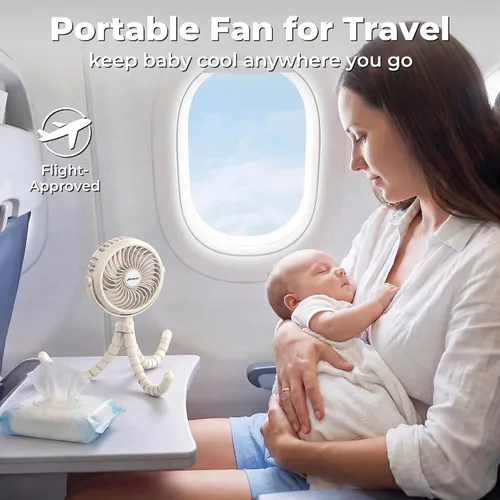 Miniatura 7 de AMACOOL Ventilador de cochecito a pilas, esenciales de viaje para bebés para la playa, Disney, para recién nacidos, regalos de baby shower, búsqueda