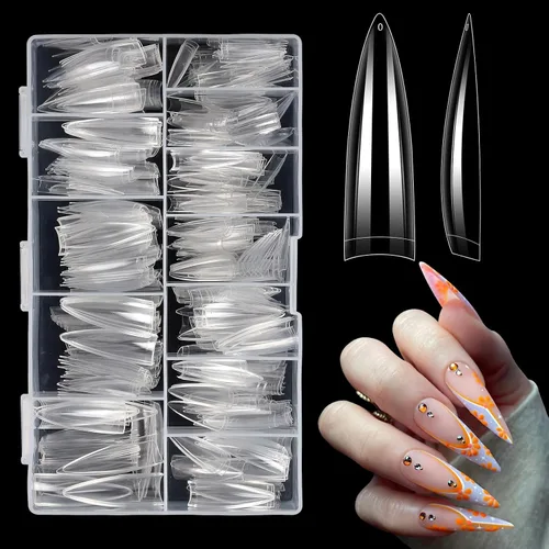 Miniatura 17 de Quaferen Puntas de Uñas de Almendra Medianas: 240pcs Puntas de Uñas Postizas Acrílicas Preformadas Forma de Almendra - 12 Tamaños Gel Suave
