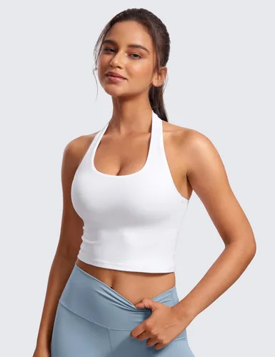 Miniatura 2 de CRZ YOGA - Brasier deportivo Butterluxe con cuello halter para mujer, con relleno, para entrenamiento o yoga, camiseta corta con relleno integrado