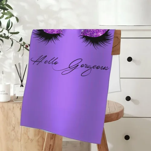 Miniatura 7 de Hello Gorgeous - Juego de 2 toallas de mano decorativas para baño, hogar, hotel, spa, gimnasio, yoga, 14 x 28 pulgadas Morado