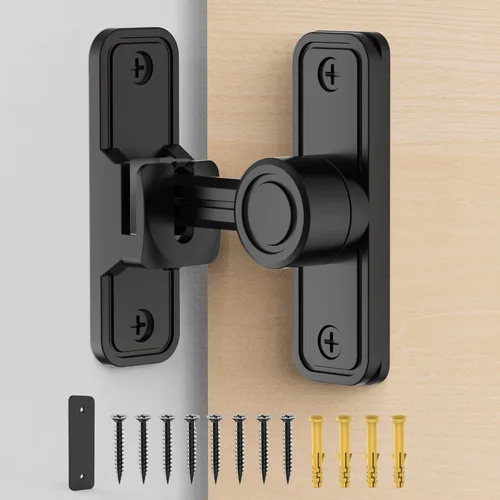 Miniatura 10 de Cerradura de puerta corredera de granero, cerraduras de 90 grados para puertas de granero, cierres de puerta abatible para granero, jardín, baño