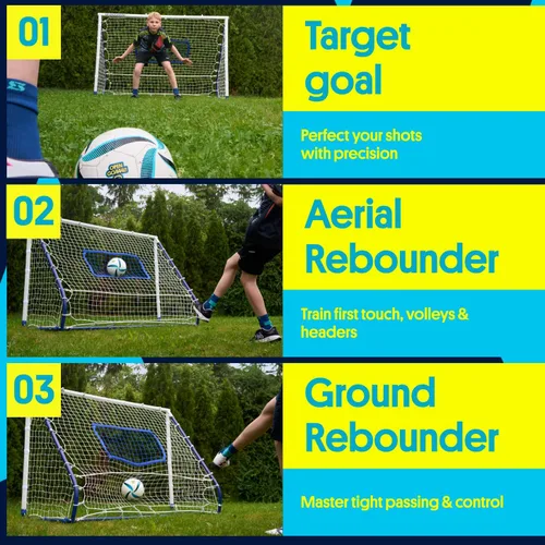 Miniatura 3 de Open Goaaal Portería de rebote de fútbol 3 en 1 – 4 pies x 6 pies – Modos de ángulo ajustables para ejercicios de disparo – Configuración de paso al