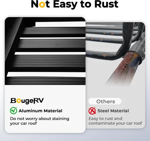 Miniatura 2 de BougeRV Cesta de techo de aluminio antioxidante de 47 x 40 x 8 pulgadas, ligera, universal, con carenado de viento, portaequipajes para SUV