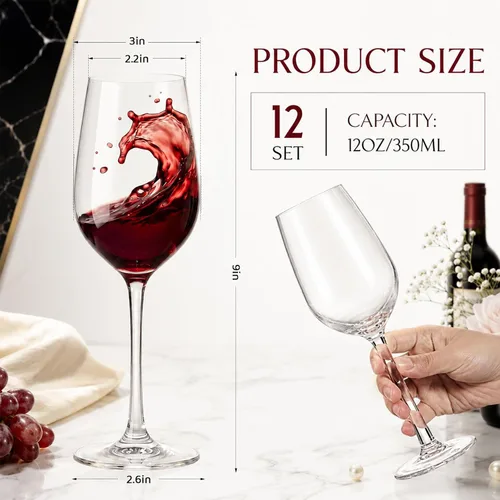 Miniatura 2 de Juego de 12 copas de vino de acrílico irrompibles con tallo, copas de vino de plástico de 12 onzas, copas de vino reutilizables transparentes