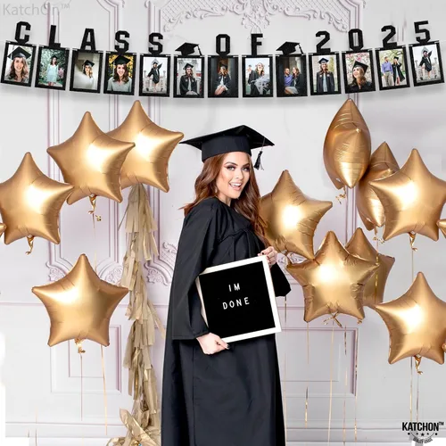 Miniatura 7 de KatchOn, Cartel de fotos de graduación negro 2025 – Grande, 10 pies Cartel de fieltro de la clase de 2025 para decoraciones de graduación 2025