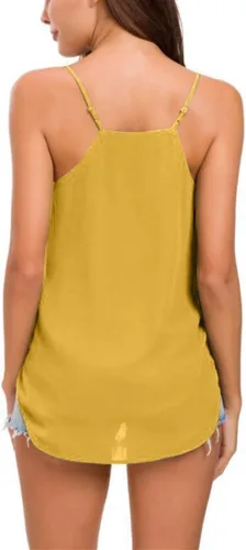 Miniatura 50 de Camiseta de chifón con tirantes delgados ajustables y cuello en V