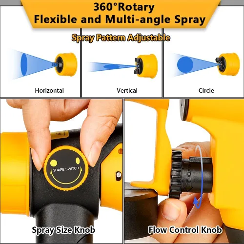 Miniatura 3 de Pulverizador de pintura compatible con batería DEWALT 20V MAX, pistola de pintura eléctrica HVLP inalámbrica con 3 patrones de pulverización y 4