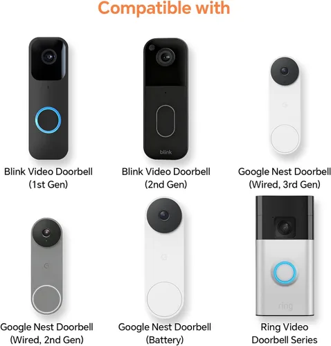 Miniatura 3 de Timbre inalámbrico inteligente WiFi para Google Nest, Ring, Blink - Conectado a la aplicación con luz LED, no requiere cableado (1 paquete, negro)