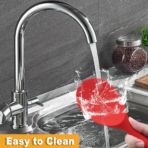 Miniatura 5 de Vonty Cuchara de silicona antiadherente resistente al calor para paletas de arroz de 8.8 pulgadas, color rojo
