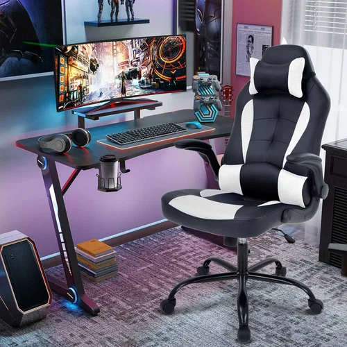 Miniatura 7 de Silla de juegos grande y alta, silla ergonómica de escritorio para computadora, cómoda silla de oficina ajustable de altura ajustable con soporte