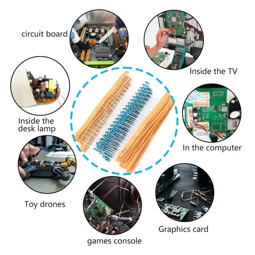 Miniatura 3 de Kit de resistencias de 64 valores 1280 piezas de 1 ohmio-32.8 ft ohmios con 1% 1/4 W de metal de resistencia de película de carbono