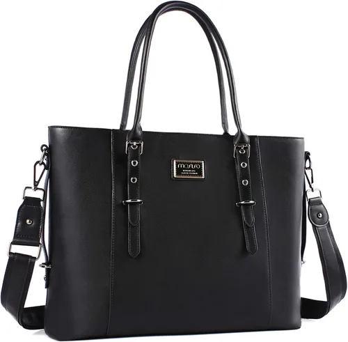 Miniatura 18 de MOSISO Bolso de mano de piel sintética para laptop para mujer (15-16 pulgadas), impermeable, de gran capacidad, maletín de trabajo de negocios