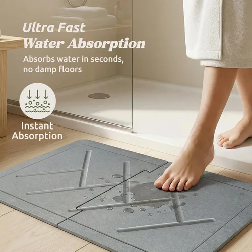 Miniatura 4 de ME MOTHER EARTH Tapete de baño XL de doble cara de piedra de 19.7 x 31.5 pulgadas, tierra de diatomeas, tapete de baño y cocina, 2 piezas de secado
