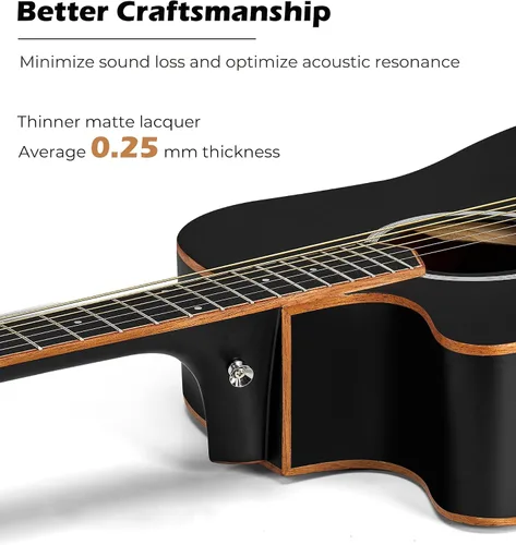 Miniatura 3 de Kit de guitarra electroacústica Vangoa para zurdos, tamaño completo, para principiantes adultos, con EQ de 4 bandas incorporado, bolsa, afinador