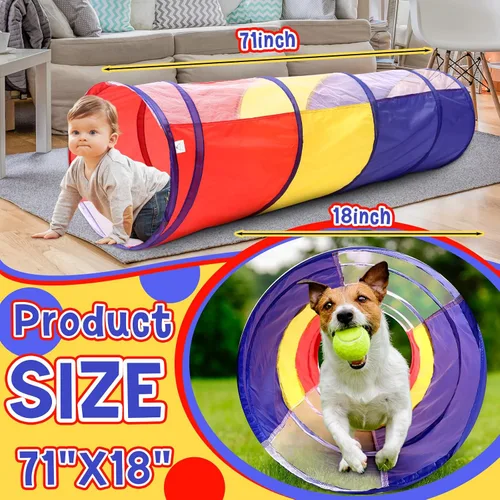 Miniatura 2 de Simgoing Túnel de juego multicolor de 4 piezas para niños, tienda de campaña para gatear y explorar de 6 pies, túnel de juego con lados de malla