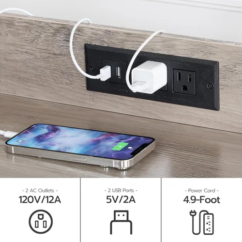 Miniatura 6 de HOOBRO Caja de arena con 2 estantes de almacenamiento, mueble alto para caja de arena oculto con estación de carga, mueble para caja de arena oculta