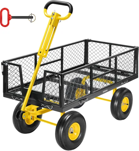 VIVOHOME - Carrito de jardín de acero, altamente resistente, 900 libras, para patio y jardín, con neumático de 10 pulgadas y asa para conectar a ATV