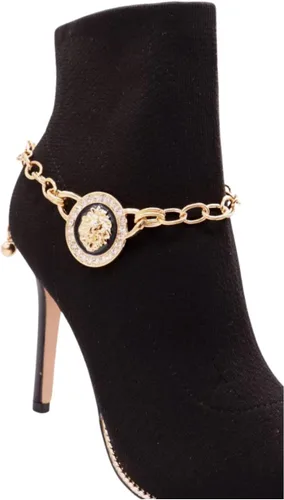 Miniatura 2 de Trendy Fashion Jewelry Cadena de bota occidental para mujer, pulsera de metal dorado, tobillera de tacón alto, moneda de león, medallón con dije