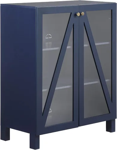 Miniatura 16 de Crosley Furniture Cassai - Armario de almacenamiento alto para despensa con estantes, cocina, comedor o lavandería, color azul marino