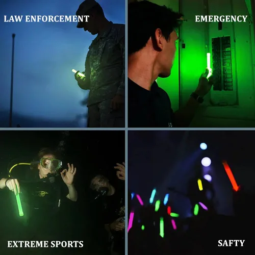 Miniatura 6 de Glow Fever Barras luminosas de grado militar de seguridad de emergencia; 10 piezas, barras luminosas ultra brillantes de 6" con 12 horas de Rojo