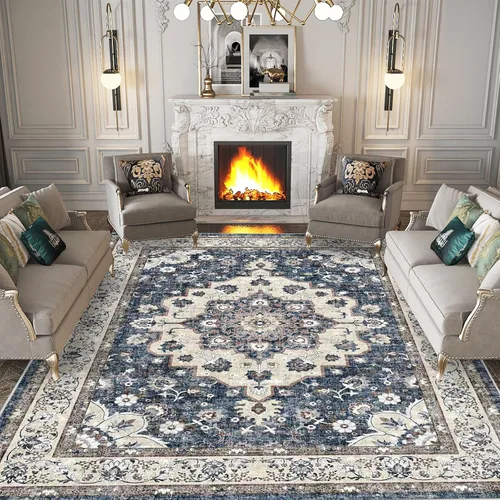 Miniatura 11 de Alfombra lavable de 2 x 3 pies para entrada: alfombras vintage con respaldo antideslizante para cocina, baño, alfombra resistente al agua