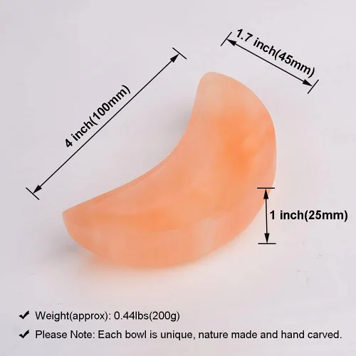 Miniatura 3 de JIC Gem Cuenco de selenita naranja de 4 pulgadas con forma de luna, cuenco de cristal de selenita marroquí para carga, curación, decoración del hogar