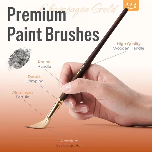 Miniatura 2 de Nicpro Juego de 36 pinceles de pintura, pinceles profesionales con espátula y rollo de tela, adecuado para pintura acrílica, óleo, acuarela