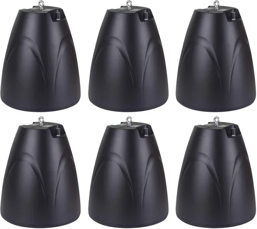 Rockville PEN-65T - Altavoces colgantes negros de 6.5 pulgadas, 70 V/100 V, para restaurantes, bares o espacios comerciales, opción de 45 W 8