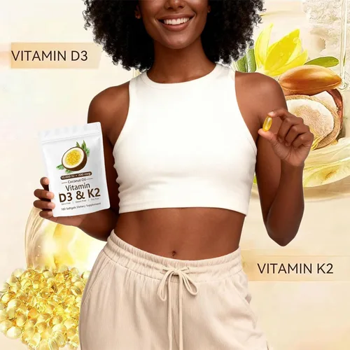 Miniatura 4 de Naturals D3 K2, Vitamina D3 10000 UI + K2 200 MCG, Vitamina D3 y K2 Cápsulas blandas de aceite de coco para hueso, salud inmunológica, aumenta