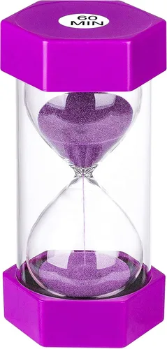 Miniatura 20 de SuLiao Reloj de arena colorido de 3 minutos, reloj de arena morado, temporizador de reloj de arena de plástico para niños, juegos, aula, cocina