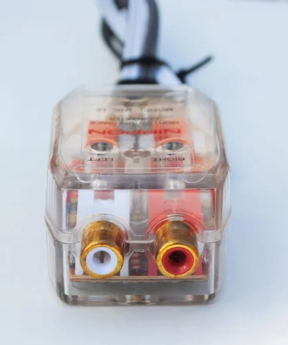 Miniatura 2 de Hi to Lo Convertidor de línea RCA de nivel alto y bajo con control de ganancia Adaptador de amplificador Interfaz Caída OEM cableado al amplificador
