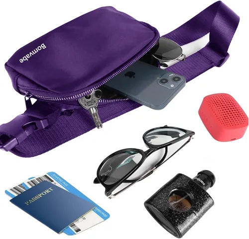 Miniatura 4 de Cangurera cruzada para mujer, mini bolsa para cinturón de 1 litro con correa ajustable de 32 a 51 pulgadas, bolsa de cintura pequeña para viajes