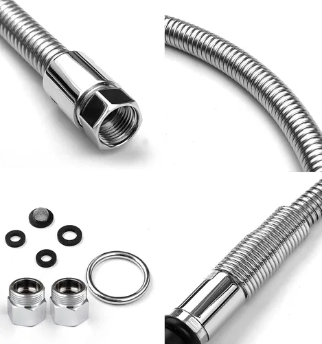 Miniatura 6 de CWM - Pulverizador de fregadero comercial con manguera flexible de acero inoxidable de 45 pulgadas, válvula de pulverización de preenjuague de 1.42