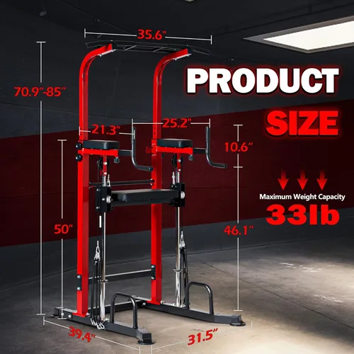Miniatura 3 de Dland Power Tower - Estación de inmersión con barra de dominadas, equipo multifuncional de entrenamiento de altura ajustable para gimnasio en casa