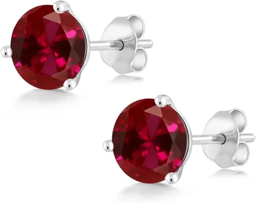 Miniatura 188 de Gem Stone King Aretes de oro de 14 quilates, 0.236 in, piedra natal redonda, Martini, 3 puntas, aretes de oro para mujer