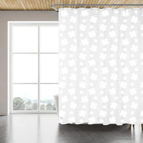 Miniatura 13 de Forro de cortina de ducha de 72 x 72 pulgadas, forro de ducha ligero de plástico impermeable 4G para baño, con agujeros de ojales y 3 pesos