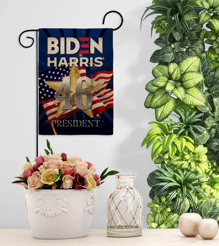 Miniatura 9 de Juego de banderas de jardín de arpillera con bandera de Biden Harris 46 para colgar en la pared, diseño patriótico, para el presidente demócrata