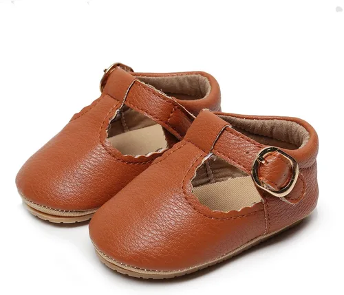 Miniatura 2 de HONGTEYA Zapatos planos Mary Jane para bebés y niñas, antideslizantes, para los primeros pasos, suela suave, piel sintética, zapatos de cuna