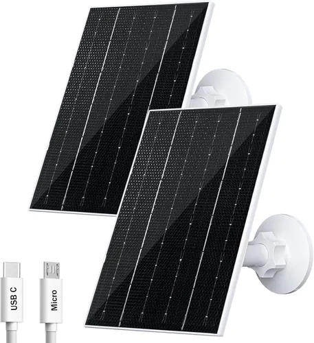 Miniatura 9 de FUTUREZEN Panel solar de 4 W para cámara de seguridad, cargador solar tipo C/micro USB para cámaras de batería recargable, impermeable IP66, soporte