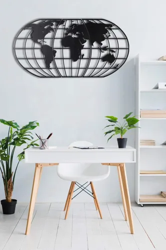 Miniatura 2 de Tubibu Arte de pared moderno, 100% metal, globo metálico del mapa del mundo, tamaño (23.6 x 47.2 pulgadas), colgante de pared para sala de estar