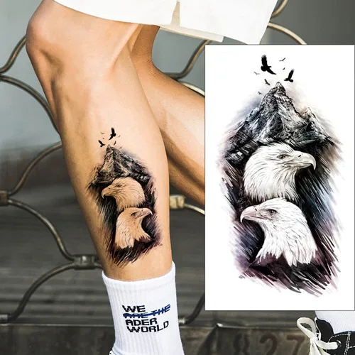 Miniatura 3 de glaryyears 8 hojas de tatuajes temporales de animales de águilas blancas en acuarela, brazo pecho pierna tatuaje para hombres y mujeres, arte