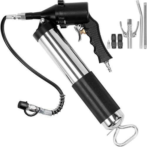 VEVOR Pistola de engrase, pistola de engrase operada por aire de 6000 PSI, pistola de engrase neumática resistente con carga de 14 onzas, manguera