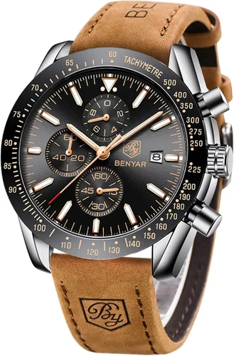 BY BENYAR Reloj de pulsera para hombre Tienda analógico relojes para hombre negocios trabajo impermeable cronógrafo para hombre moda minimalista