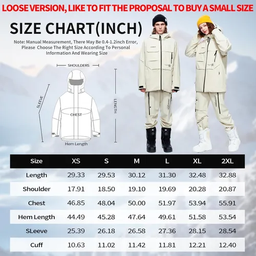 Miniatura 6 de HIGH EXPERIENCE Chaqueta de esquí para snowboard, nieve, invierno, impermeable, aislada, resistente al viento, chaqueta cálida con capucha