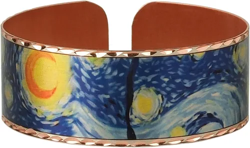 Moreni Pulsera de cobre para mujer con caja de regalo de madera, regalo de joyería hecha a mano elegante y atemporal inspirado en el arte