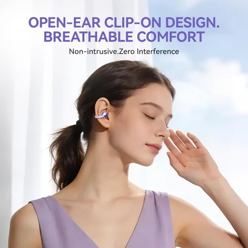 Miniatura 2 de Auriculares con clip abiertos con Bluetooth 5.4, reproducción de 48 horas, IPX6 impermeable, control táctil, cómodos para entrenamientos y uso