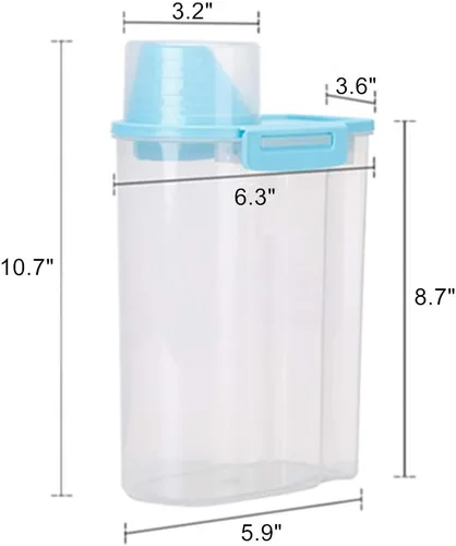 Miniatura 9 de Recipiente de almacenamiento de alimentos para mascotas con taza graduada y hebillas de sello, dispensador de alimentos para perros y gatos (azul)