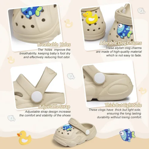 Miniatura 3 de Zoolar Bonitos zuecos de jardín para niños y niñas, zapatos de verano ligeros para exteriores, sandalias para niños y niñas, zapatos de playa