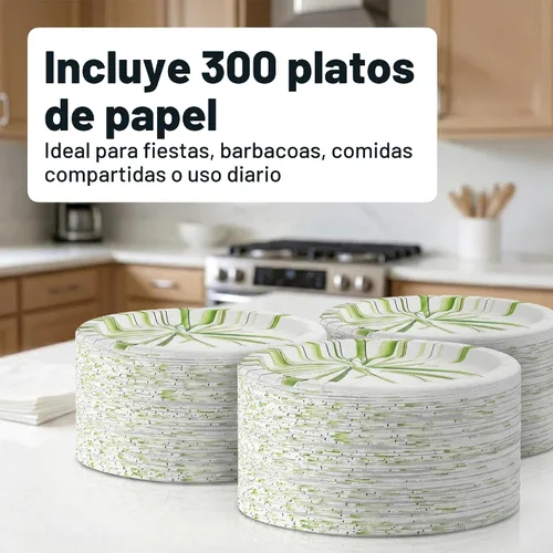 Miniatura 5 de Amazon Basics Platos de papel para uso diario, 8.62 pulgadas, desechables, 300 unidades, el embalaje puede variar